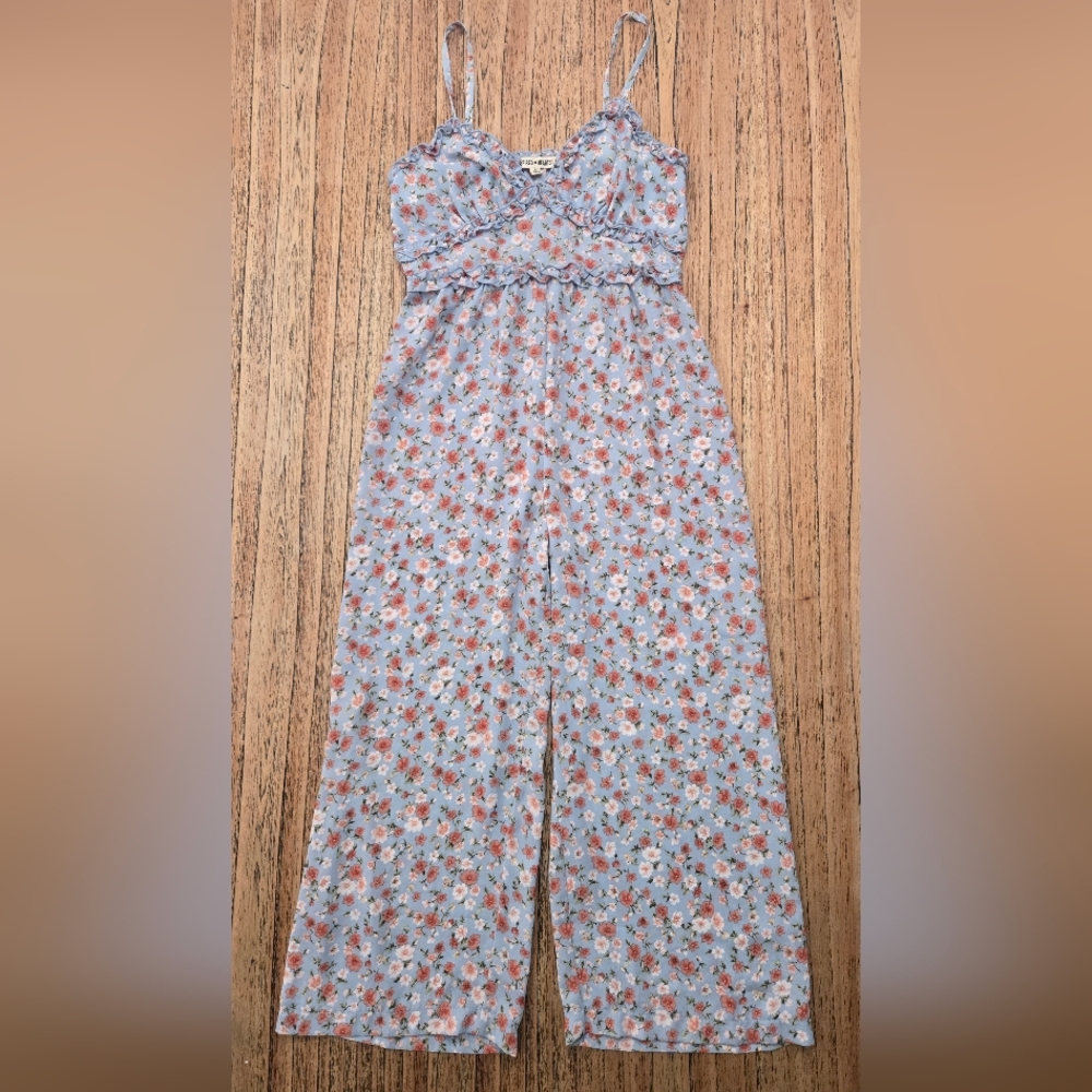 Inspired‎ Hearts Floral Print Small Womens 100% Polyester Jumpsuit
